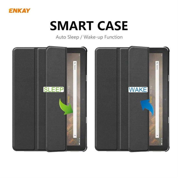 ENKAY PU Leather + Plastic Smart Case with Three-folding Holder for Amazon Fire HD 10 / 10 Plus (2021), For Amazon Fire HD 10 / 10 Plus (2021)