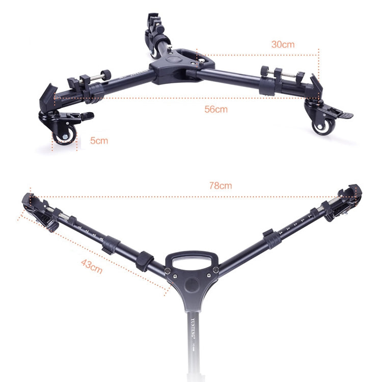 YUNTENG 900 Aluminium Alloy Camera Tripod Foot Wheel Tripod Pulley Base, Load 15KG, 900