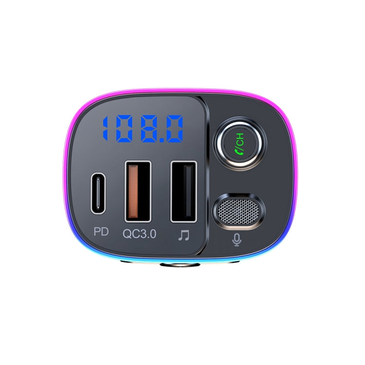 T65 Car Bluetooth FM Transmitter Dual USB Type-C QC3.0 Charger, T65