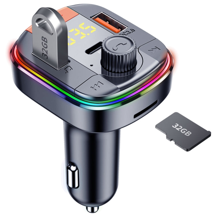 T832 Car Bluetooth FM Transmitter Colorful Light MP3 Player Powerful Quick Charger QC3.0, T832