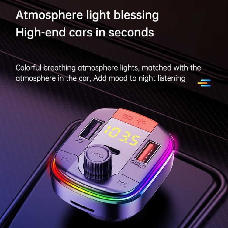 T832 Car Bluetooth FM Transmitter Colorful Light MP3 Player Powerful Quick Charger QC3.0, T832