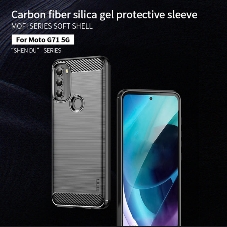 MOFI Gentleness Brushed Carbon Fiber Soft TPU Case, For Motorola Moto G71 5G, For Motorola Moto G200 5G / Edge S30, For Motorola Moto G Power 2022