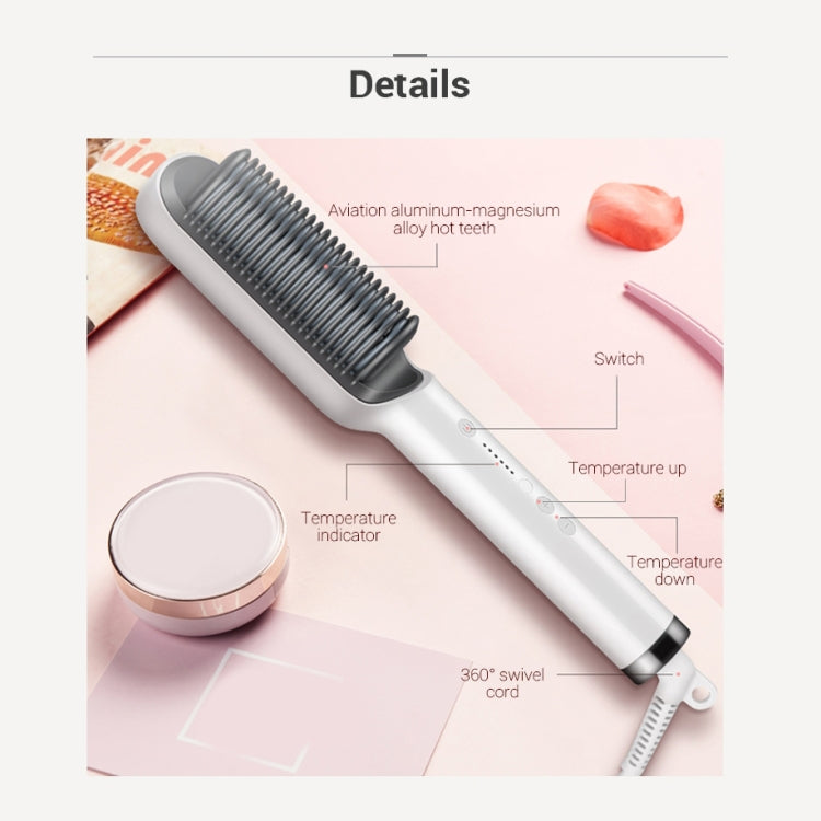 K-SKIN KD380 Hair Straightener Electric Straight Hair Curler Comb Brush PTC Heating Ceramic Straight Hair Brush, UK Plug, White, UK Plug, Black, EU Plug, Black, EU Plug, White