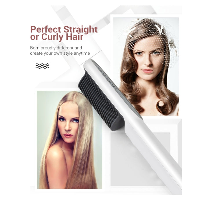 K-SKIN KD380 Hair Straightener Electric Straight Hair Curler Comb Brush PTC Heating Ceramic Straight Hair Brush, UK Plug, White, UK Plug, Black, EU Plug, Black, EU Plug, White