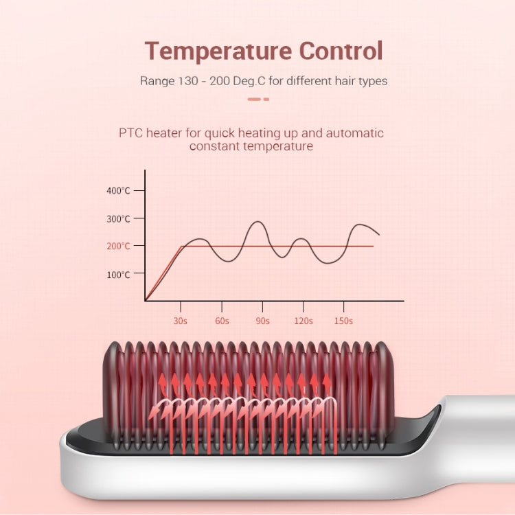 K-SKIN KD380 Hair Straightener Electric Straight Hair Curler Comb Brush PTC Heating Ceramic Straight Hair Brush, UK Plug, White, UK Plug, Black, EU Plug, Black, EU Plug, White