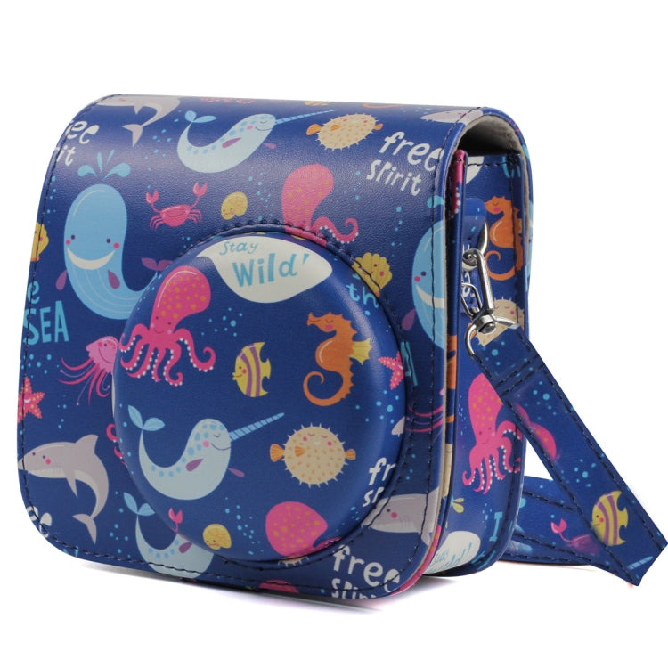 Ocean World Pattern Full Body Camera PU Leather Case Bag with Strap for FUJIFILM instax mini 9 / mini 8+ / mini 8, Ocean World Pattern