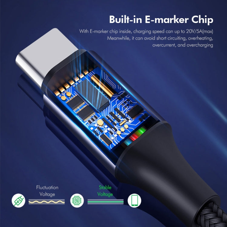 ENKAY PD100W 5A USB-C / Type-C to Type-C Fast Charging Cable with E-Marker, 1m, 2m
