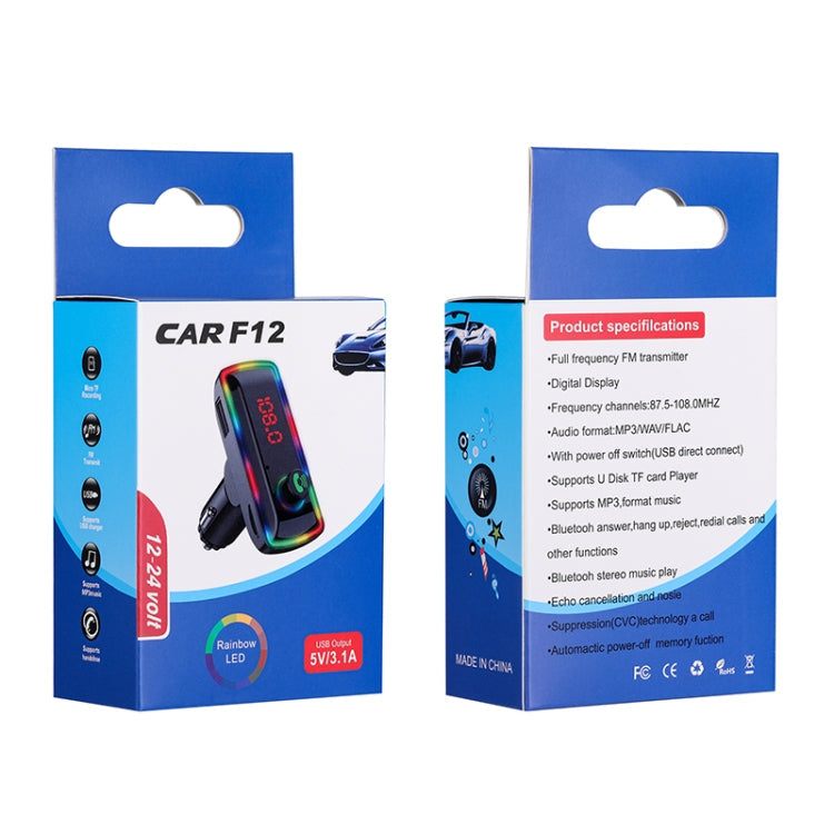 F12 Universal Dual USB Car Charger With Fm Transmitter Blue Tooth Car MP3 Player, F12