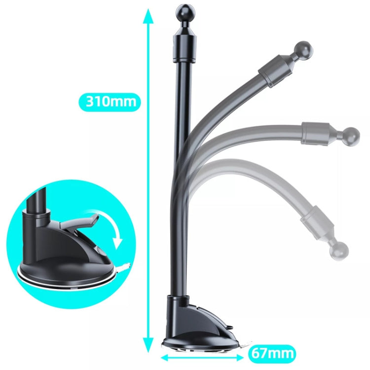 A190+X35 Car Phone Holder Windshield Sucker Mount Bendable Long Arm Stand, A190+X35