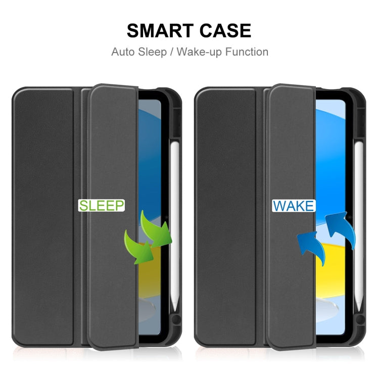 For iPad 10.9 2022 ENKAY TPU Back Cover Smart Leather Stand Tablet Case with Pen Slot