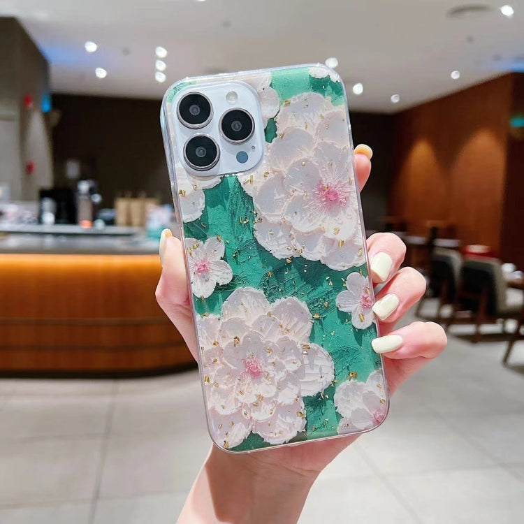Gold Foil Oil Painting Epoxy TPU Phone Case, For iPhone 14 Pro Max, For iPhone 14 Plus, For iPhone 14 Pro, For iPhone 14