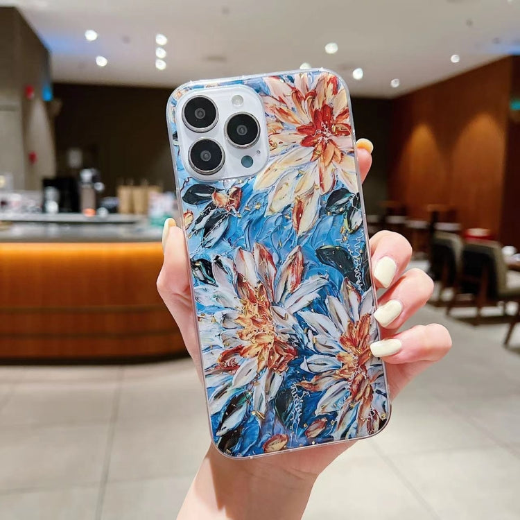 Gold Foil Oil Painting Epoxy TPU Phone Case, For iPhone 14 Pro Max, For iPhone 14 Plus, For iPhone 14 Pro, For iPhone 14