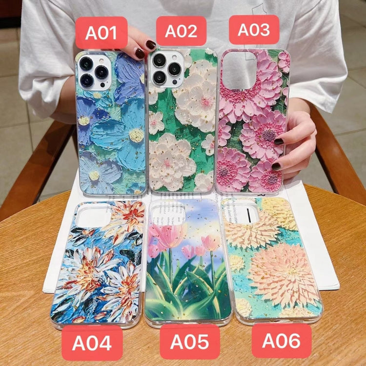 Gold Foil Oil Painting Epoxy TPU Phone Case, For iPhone 13 Pro Max, For iPhone 13 Pro, For iPhone 13, For iPhone 13 mini