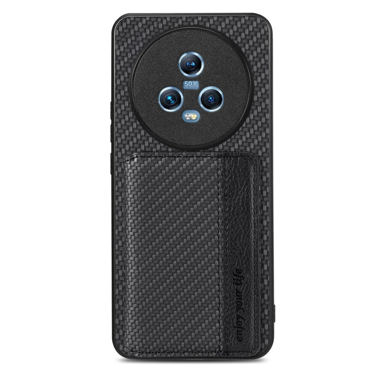 Carbon Fiber Magnetic Card Wallet Bag Phone Case, For Honor Magic5, For Honor X7A, For Honor X8A, For Honor X9A
