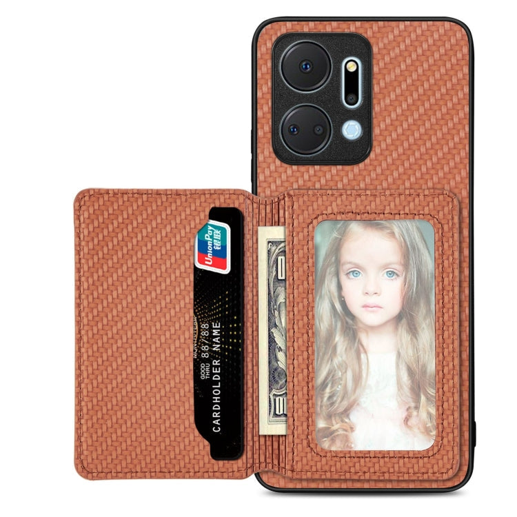 Carbon Fiber Magnetic Card Wallet Bag Phone Case, For Honor Magic5, For Honor X7A, For Honor X8A, For Honor X9A