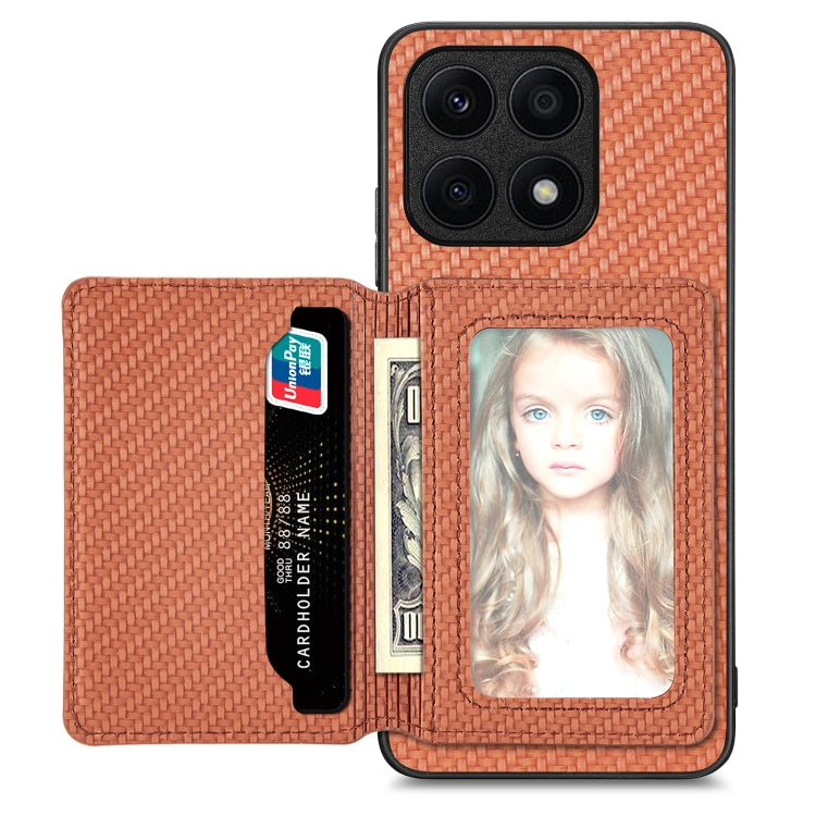 Carbon Fiber Magnetic Card Wallet Bag Phone Case, For Honor Magic5, For Honor X7A, For Honor X8A, For Honor X9A