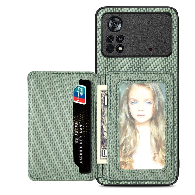 Carbon Fiber Magnetic Card Wallet Bag Phone Case, For Xiaomi Poco X4 Pro 5G, For Xiaomi Poco X5 Pro 5G, For Samsung Galaxy A22 5G, For Samsung Galaxy A32 5G