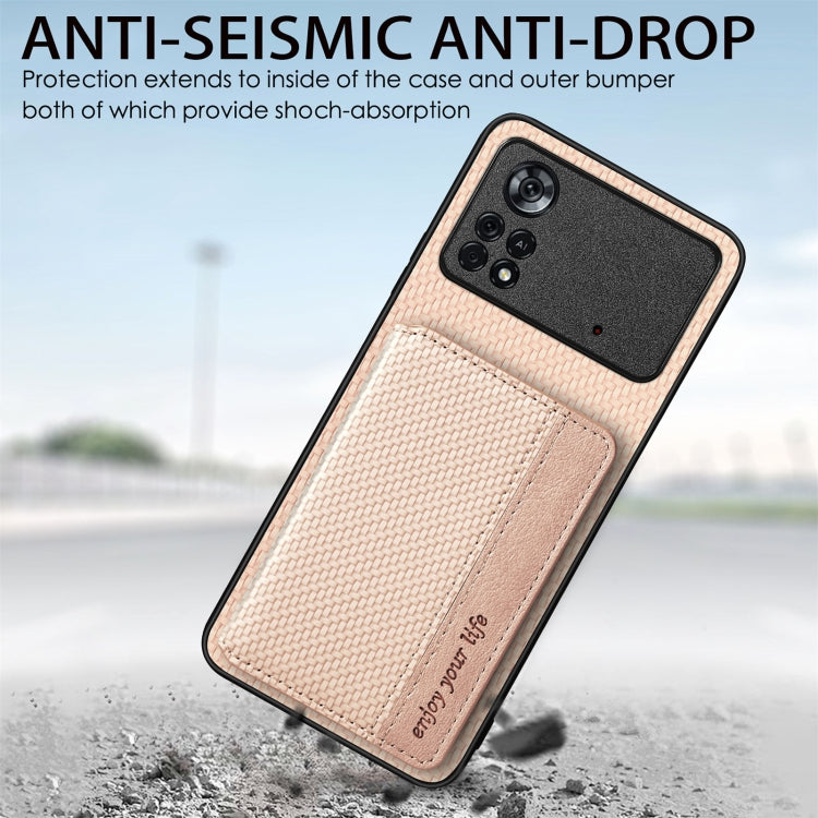 Carbon Fiber Magnetic Card Wallet Bag Phone Case, For Xiaomi Poco X4 Pro 5G, For Xiaomi Poco X5 Pro 5G, For Samsung Galaxy A22 5G, For Samsung Galaxy A32 5G