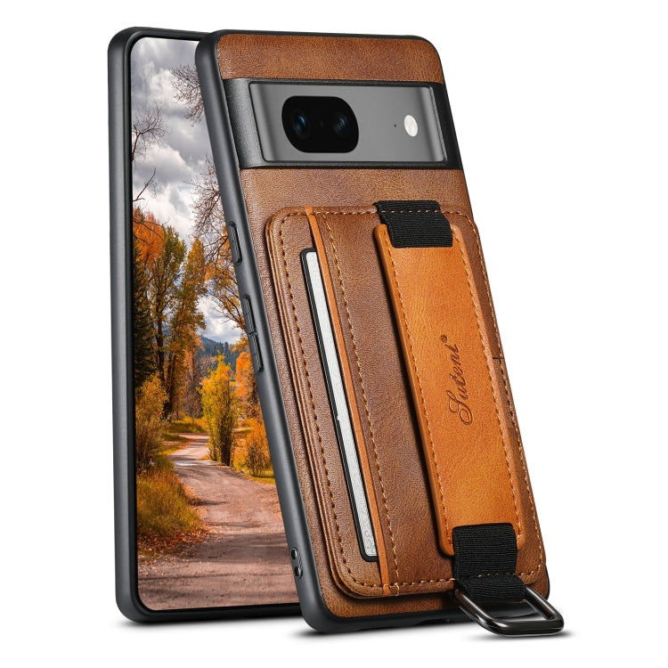 Suteni H13 Card Wallet Wrist Strap Holder PU Phone Case, For Googel Pixel 6, For Googel Pixel 6 Pro, For Googel Pixel 6a, For Googel Pixel 7 5G, For Googel Pixel 7 Pro 5G, For Googel Pixel 7a