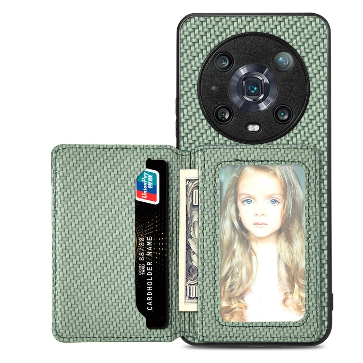 Carbon Fiber Magnetic Card Bag Phone Case, For Honor 80, For Honor Magic4 Lite, For Honor Magic5 Pro, For OPPO A16