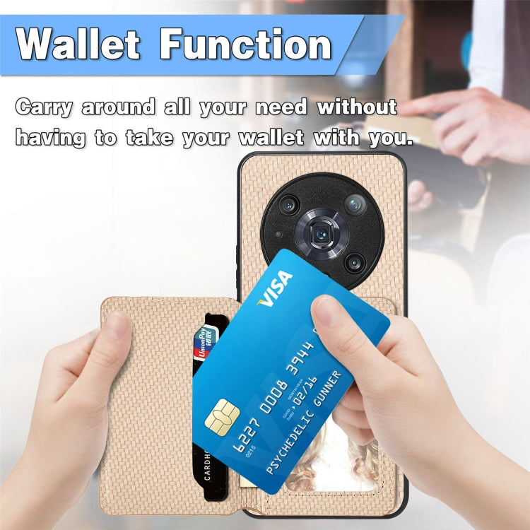 Carbon Fiber Magnetic Card Bag Phone Case, For Honor 80, For Honor Magic4 Lite, For Honor Magic5 Pro, For OPPO A16