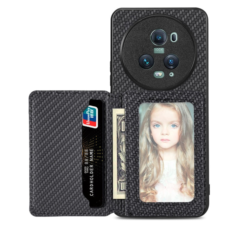 Carbon Fiber Magnetic Card Bag Phone Case, For Honor 80, For Honor Magic4 Lite, For Honor Magic5 Pro, For OPPO A16