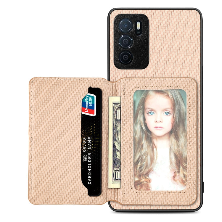 Carbon Fiber Magnetic Card Bag Phone Case, For Honor 80, For Honor Magic4 Lite, For Honor Magic5 Pro, For OPPO A16