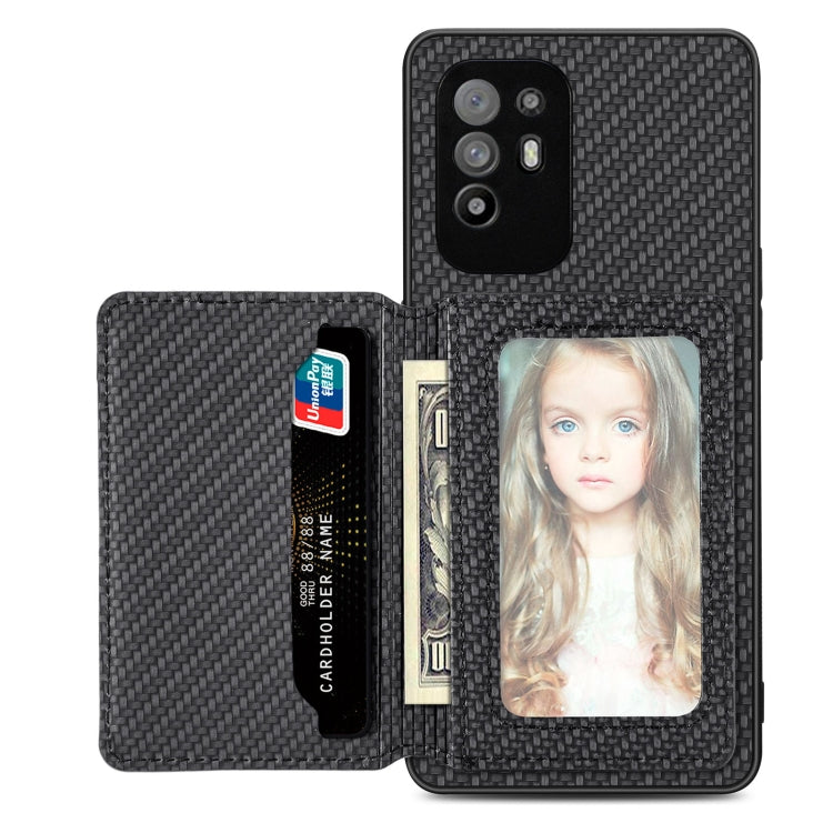 Carbon Fiber Magnetic Card Bag Phone Case, For OPPO A78, For OPPO A94 5G, For OPPO Find X6 Pro, For OPPO Find X6