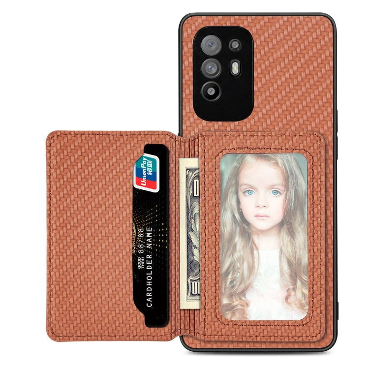 Carbon Fiber Magnetic Card Bag Phone Case, For OPPO A78, For OPPO A94 5G, For OPPO Find X6 Pro, For OPPO Find X6