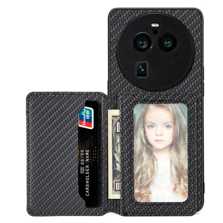 Carbon Fiber Magnetic Card Bag Phone Case, For OPPO A78, For OPPO A94 5G, For OPPO Find X6 Pro, For OPPO Find X6