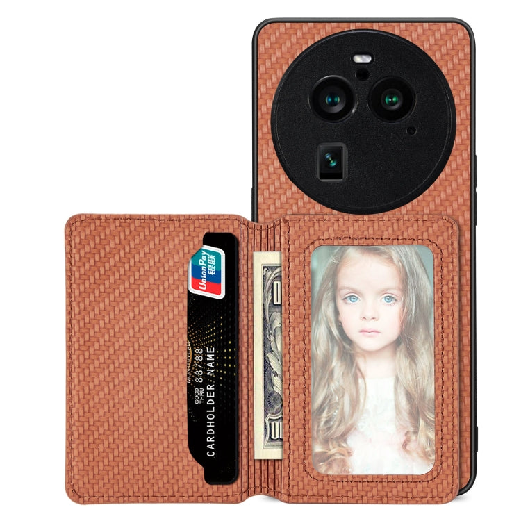 Carbon Fiber Magnetic Card Bag Phone Case, For OPPO A78, For OPPO A94 5G, For OPPO Find X6 Pro, For OPPO Find X6