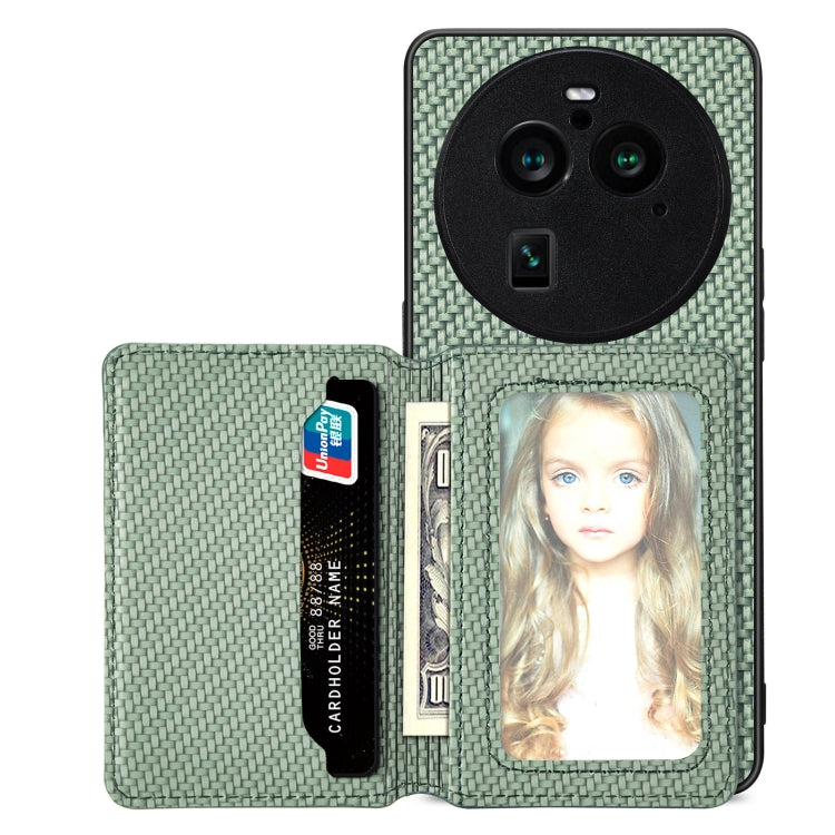 Carbon Fiber Magnetic Card Bag Phone Case, For OPPO A78, For OPPO A94 5G, For OPPO Find X6 Pro, For OPPO Find X6
