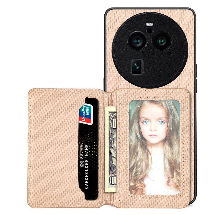 Carbon Fiber Magnetic Card Bag Phone Case, For OPPO A78, For OPPO A94 5G, For OPPO Find X6 Pro, For OPPO Find X6