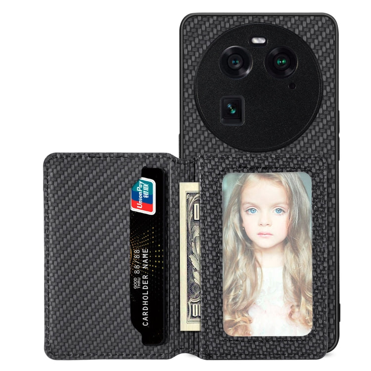 Carbon Fiber Magnetic Card Bag Phone Case, For OPPO A78, For OPPO A94 5G, For OPPO Find X6 Pro, For OPPO Find X6