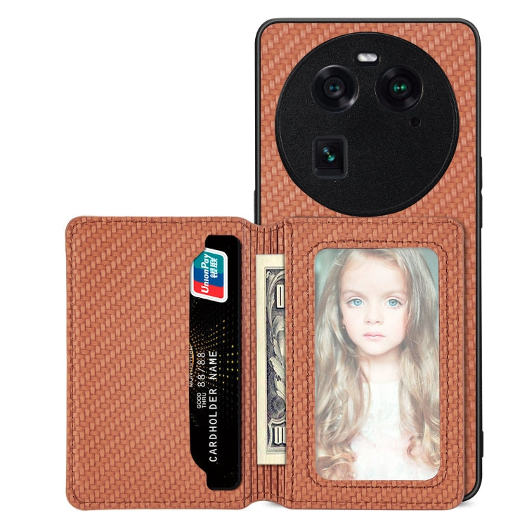 Carbon Fiber Magnetic Card Bag Phone Case, For OPPO A78, For OPPO A94 5G, For OPPO Find X6 Pro, For OPPO Find X6