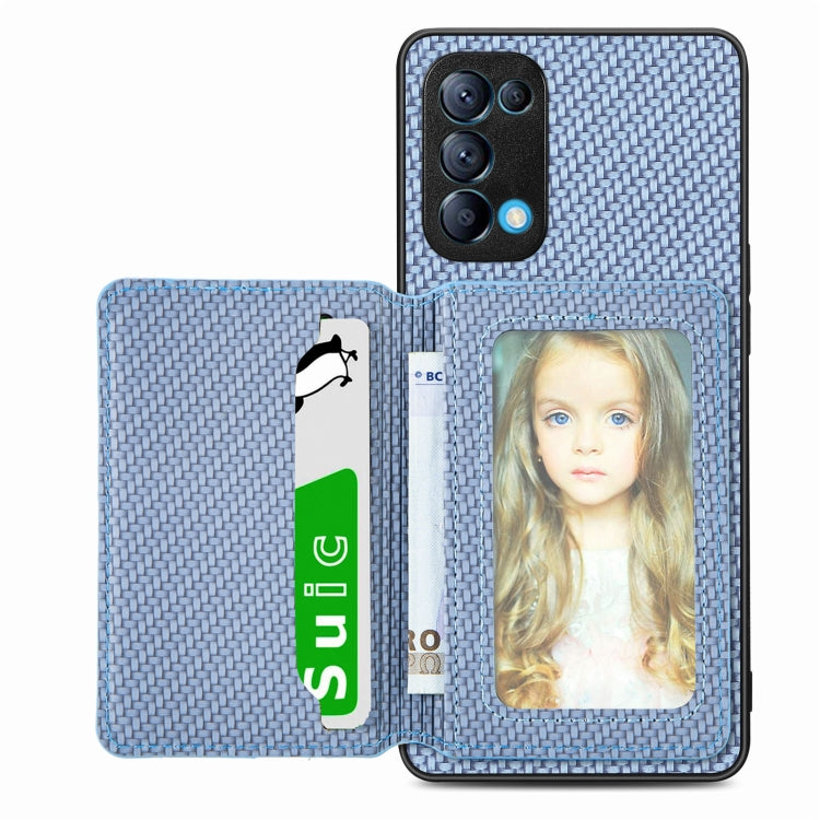 Carbon Fiber Magnetic Card Bag Phone Case, For OPPO Reno5 5G, For OPPO Reno7 5G, For OPPO Reno8 T 4G, For  vivo X70