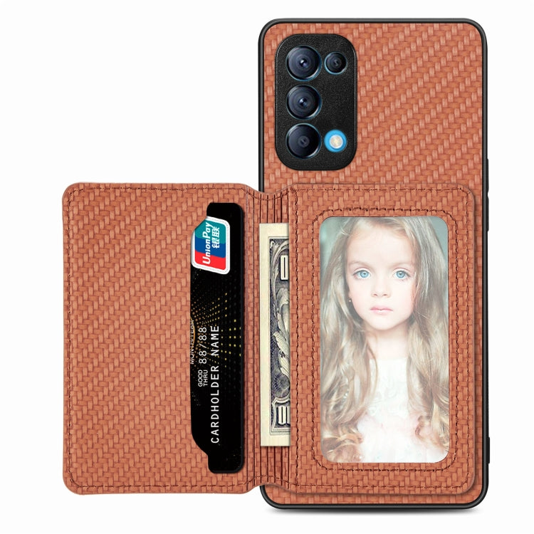 Carbon Fiber Magnetic Card Bag Phone Case, For OPPO Reno5 5G, For OPPO Reno7 5G, For OPPO Reno8 T 4G, For  vivo X70