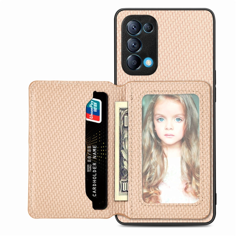 Carbon Fiber Magnetic Card Bag Phone Case, For OPPO Reno5 5G, For OPPO Reno7 5G, For OPPO Reno8 T 4G, For  vivo X70