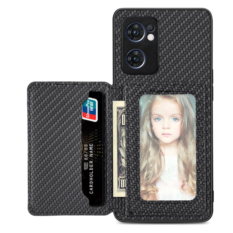 Carbon Fiber Magnetic Card Bag Phone Case, For OPPO Reno5 5G, For OPPO Reno7 5G, For OPPO Reno8 T 4G, For  vivo X70
