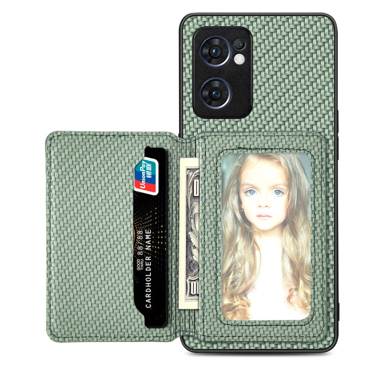 Carbon Fiber Magnetic Card Bag Phone Case, For OPPO Reno5 5G, For OPPO Reno7 5G, For OPPO Reno8 T 4G, For  vivo X70