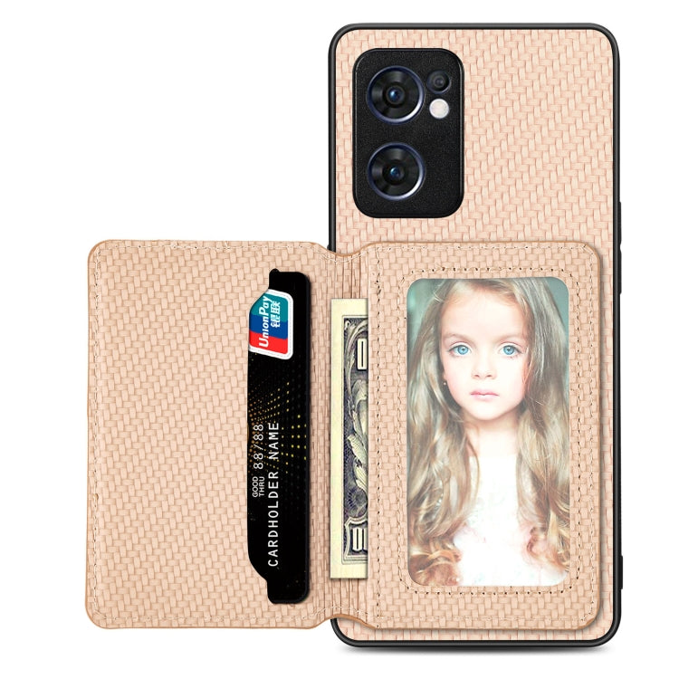 Carbon Fiber Magnetic Card Bag Phone Case, For OPPO Reno5 5G, For OPPO Reno7 5G, For OPPO Reno8 T 4G, For  vivo X70