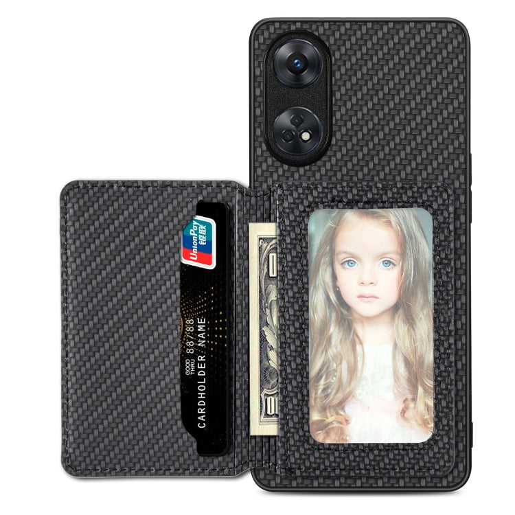 Carbon Fiber Magnetic Card Bag Phone Case, For OPPO Reno5 5G, For OPPO Reno7 5G, For OPPO Reno8 T 4G, For  vivo X70