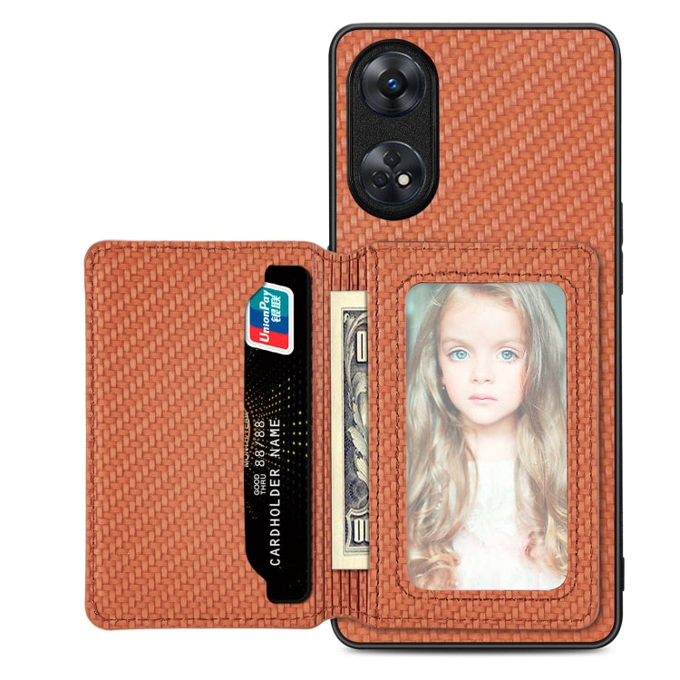 Carbon Fiber Magnetic Card Bag Phone Case, For OPPO Reno5 5G, For OPPO Reno7 5G, For OPPO Reno8 T 4G, For  vivo X70