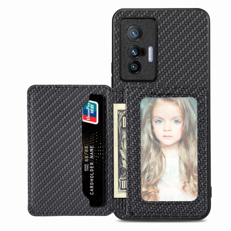 Carbon Fiber Magnetic Card Bag Phone Case, For OPPO Reno5 5G, For OPPO Reno7 5G, For OPPO Reno8 T 4G, For  vivo X70
