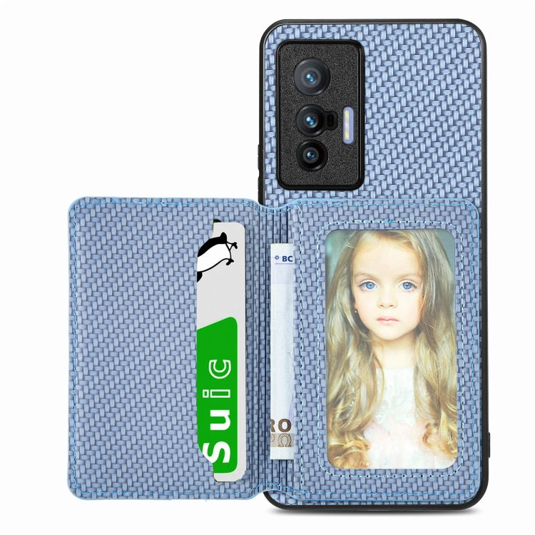 Carbon Fiber Magnetic Card Bag Phone Case, For OPPO Reno5 5G, For OPPO Reno7 5G, For OPPO Reno8 T 4G, For  vivo X70