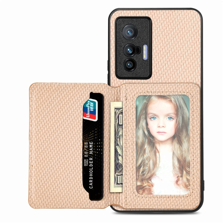 Carbon Fiber Magnetic Card Bag Phone Case, For OPPO Reno5 5G, For OPPO Reno7 5G, For OPPO Reno8 T 4G, For  vivo X70