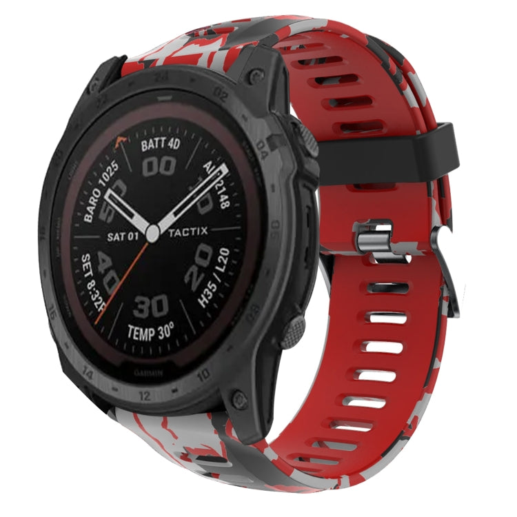 26mm Camouflage Printed Silicone Watch Band, For Garmin Instinct 2X Solar, For Garmin D2 Delta PX, For Garmin Tactix 7 Pro, For Garmin Tactix 7