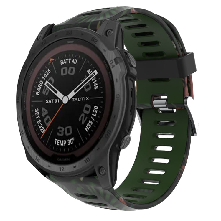 26mm Camouflage Printed Silicone Watch Band, For Garmin Instinct 2X Solar, For Garmin D2 Delta PX, For Garmin Tactix 7 Pro, For Garmin Tactix 7