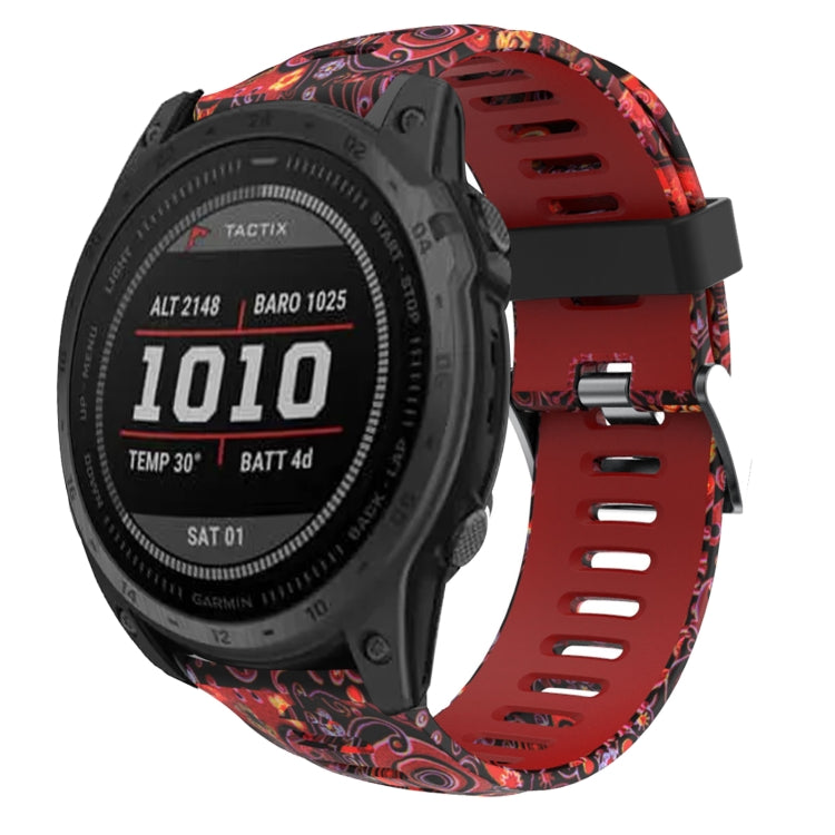 26mm Camouflage Printed Silicone Watch Band, For Garmin Instinct 2X Solar, For Garmin D2 Delta PX, For Garmin Tactix 7 Pro, For Garmin Tactix 7