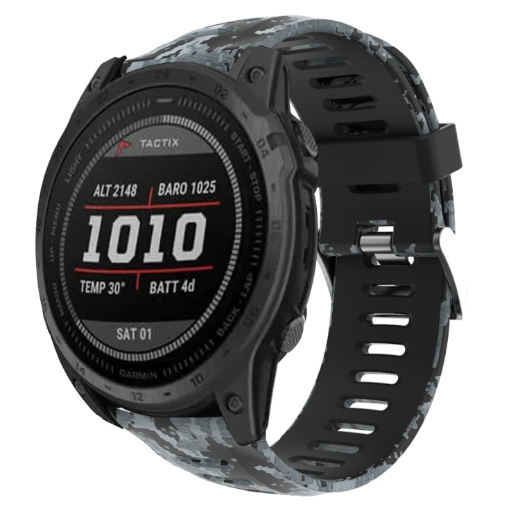 26mm Camouflage Printed Silicone Watch Band, For Garmin Fenix 7X, For Garmin Fenix 7X Solar, For Garmin Tactix Delta, For Garmin Enduro 2